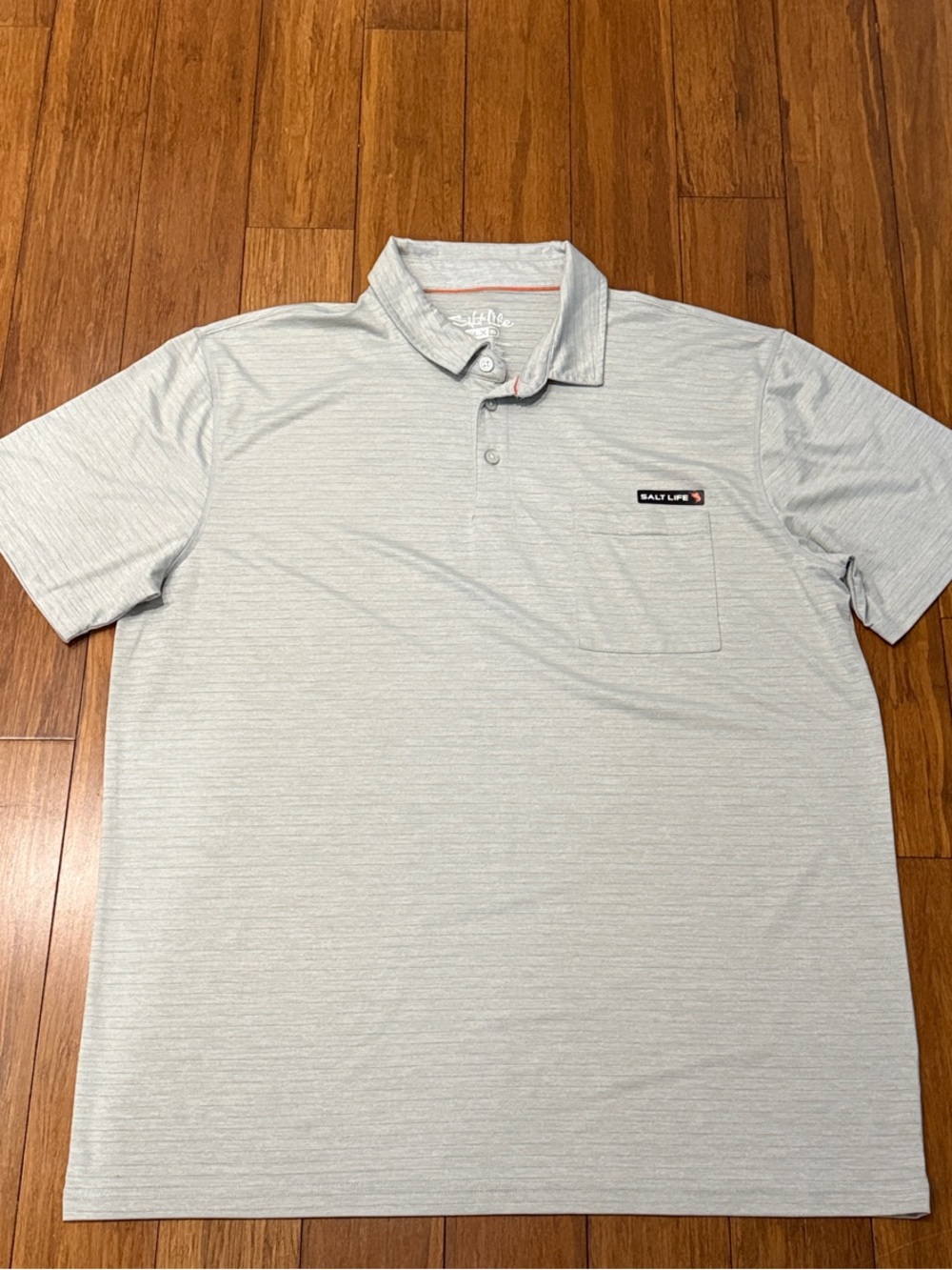 Salt Life Men's Heather Light Gray Polo with Chest Pocket
